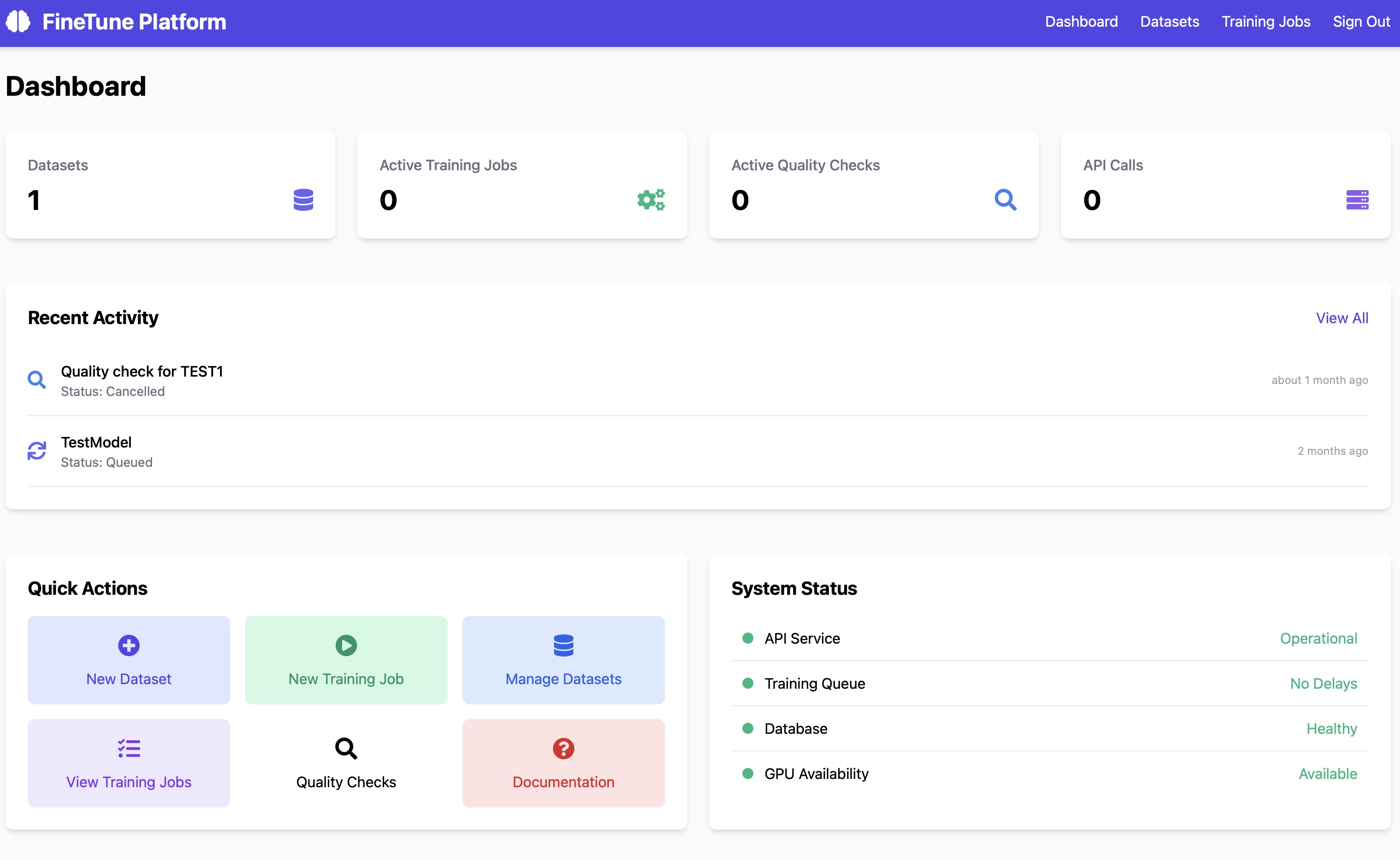 AI Platform Dashboard